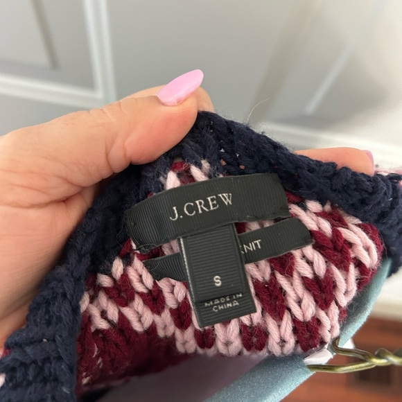 J. Crew Women’s Navy and Pink 100% Wool Ski Sweater Size Small - Picture 3 of 6